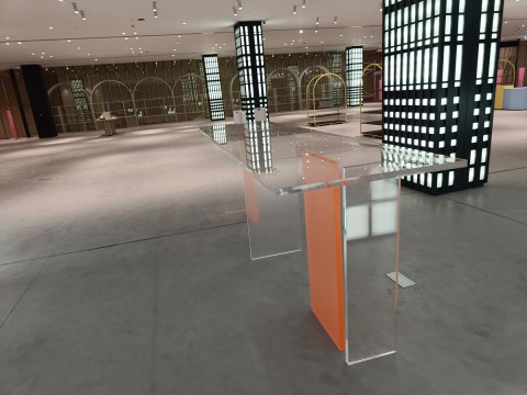 acrylic product display stands mannequin display unit tables and shelves installed at link digital wafi mall in dubai 